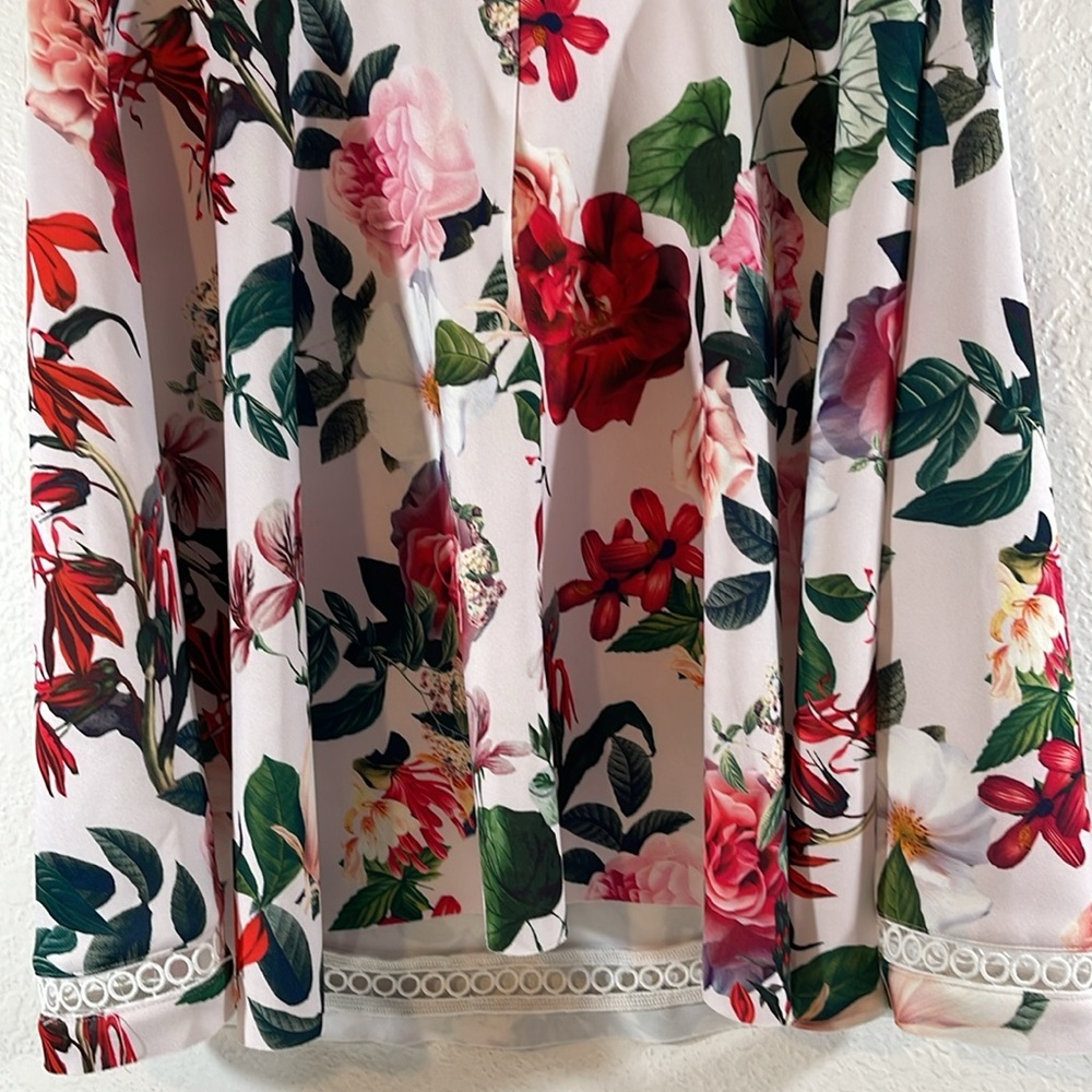 ASOS Maternity White Pink Red Floral Strapless Ruffle Maternity Dress Sz. 12 NEW - Picture 7 of 11